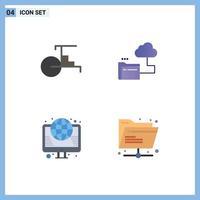 4 Universal Flat Icons Set for Web and Mobile Applications china hosting vehicles storage web Editable Vector Design Elements