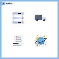 4 Thematic Vector Flat Icons and Editable Symbols of database process storage transport physics Editable Vector Design Elements