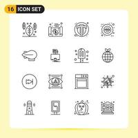 Stock Vector Icon Pack of 16 Line Signs and Symbols for airship sticker interface free web Editable Vector Design Elements