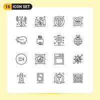 Stock Vector Icon Pack of 16 Line Signs and Symbols for airship sticker interface free web Editable Vector Design Elements