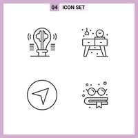 User Interface Pack of 4 Basic Filledline Flat Colors of brain direction idea living pointer Editable Vector Design Elements