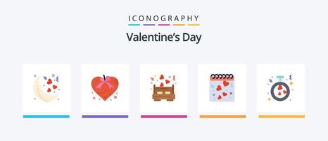 Valentines Day Flat 5 Icon Pack Including love. romance. bed. love. calendar. Creative Icons Design vector