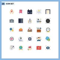 Universal Icon Symbols Group of 25 Modern Flat Colors of scanner goal battery finance business Editable Vector Design Elements