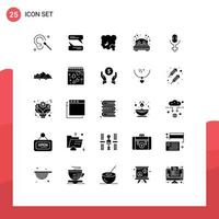 Universal Icon Symbols Group of 25 Modern Solid Glyphs of record love bed rest dust love bed Editable Vector Design Elements