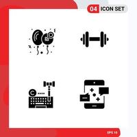 Mobile Interface Solid Glyph Set of 4 Pictograms of balloon copyright love fitness internet Editable Vector Design Elements