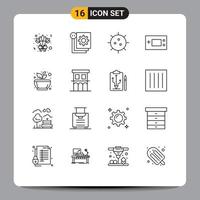 Modern Set of 16 Outlines Pictograph of technology gameboy bacteria electronics germ Editable Vector Design Elements