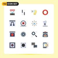 16 Thematic Vector Flat Colors and Editable Symbols of ui essential dish basic security Editable Pack of Creative Vector Design Elements