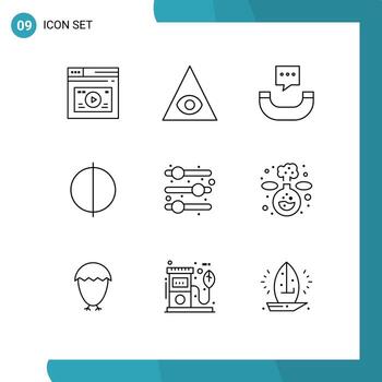 conjunto de 9 9 comercial contornos paquete para experimentar usuario interfaz mensaje ajustar digital editable vector diseño elementos