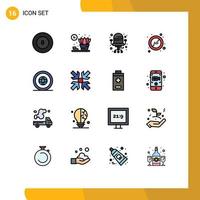 Mobile Interface Flat Color Filled Line Set of 16 Pictograms of international global seat country block Editable Creative Vector Design Elements