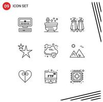 Group of 9 Modern Outlines Set for arabia data earrings cloud shape Editable Vector Design Elements