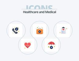 Medical Flat Icon Pack 5 Icon Design. list. diet. emergency. check list. kit vector