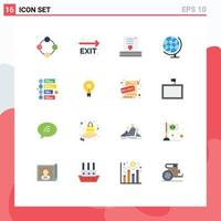 Set of 16 Modern UI Icons Symbols Signs for advertisement geography navigation earth love Editable Pack of Creative Vector Design Elements