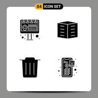 Modern Set of 4 Solid Glyphs and symbols such as billboard recycle apartments housing society banking Editable Vector Design Elements