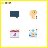 User Interface Pack of 4 Basic Flat Icons of bubble day idea thinking world Editable Vector Design Elements