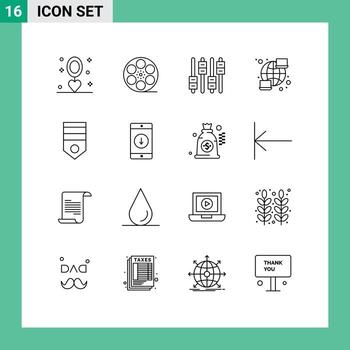 grupo de dieciséis moderno contornos conjunto para Ejército red americano computadora volumen editable vector diseño elementos