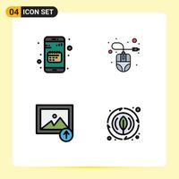 4 Thematic Vector Filledline Flat Colors and Editable Symbols of agenda image date computer mouse upload Editable Vector Design Elements