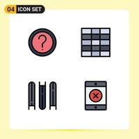Modern Set of 4 Filledline Flat Colors and symbols such as customer files info wireframe smartphone Editable Vector Design Elements