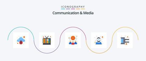 Communication And Media Flat 5 Icon Pack Including reel. film. people. device. web vector