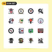 Modern Set of 16 Flat Color Filled Lines and symbols such as graduation cap maps document pan Editable Creative Vector Design Elements