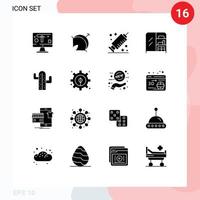 Pictogram Set of 16 Simple Solid Glyphs of plent cactus sport wardrobe furniture Editable Vector Design Elements