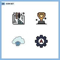 Set of 4 Commercial Filledline Flat Colors pack for blueprints hub cup network navigation Editable Vector Design Elements
