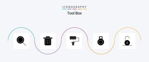 Tools Glyph 5 Icon Pack Including . padlock. vector