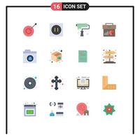 Pack of 16 creative Flat Colors of marketing economy artistic data design Editable Pack of Creative Vector Design Elements