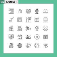 Set of 25 Modern UI Icons Symbols Signs for bag bot computer artificial robot Editable Vector Design Elements