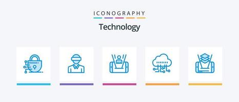 Technology Blue 5 Icon Pack Including technology. mobile. mobile. technology. data. Creative Icons Design vector