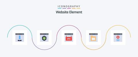 Website Element Flat 5 Icon Pack Including file. browser. page. seo. interface vector