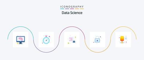 Data Science Flat 5 Icon Pack Including data. rack. database. protection. server vector