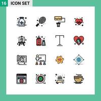 16 User Interface Flat Color Filled Line Pack of modern Signs and Symbols of water hobby pattern hobbies beat Editable Creative Vector Design Elements