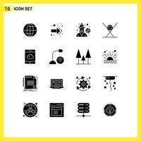 16 Thematic Vector Solid Glyphs and Editable Symbols of computers cloud outdoor game backup kitchen Editable Vector Design Elements