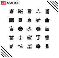 25 User Interface Solid Glyph Pack of modern Signs and Symbols of fun preferences add gears interaction Editable Vector Design Elements