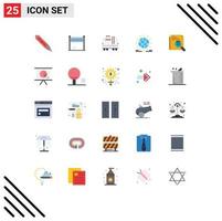 Modern Set of 25 Flat Colors Pictograph of search online dumpper network global Editable Vector Design Elements