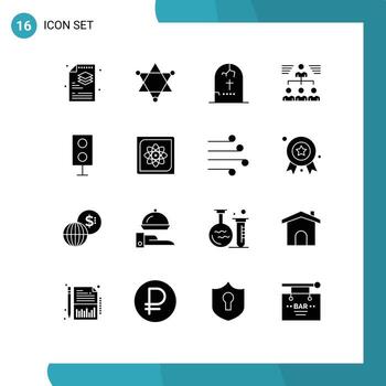 paquete de dieciséis moderno sólido glifos señales y símbolos para web impresión medios de comunicación tal como dispositivos usuario tumba trabajo en equipo empresario editable vector diseño elementos