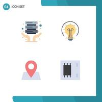 User Interface Pack of 4 Basic Flat Icons of internet hosting location bulb solution devices Editable Vector Design Elements