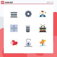 User Interface Pack of 9 Basic Flat Colors of view screen setting layout officer Editable Vector Design Elements