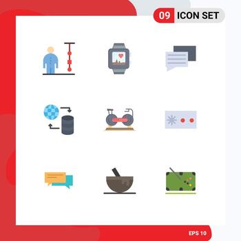 User Interface Pack of 9 Basic Flat Colors of cycle web heart service hosting Editable Vector Design Elements