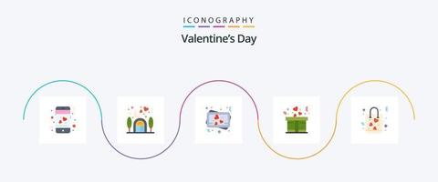 Valentines Day Flat 5 Icon Pack Including . love. memory. gift. present vector
