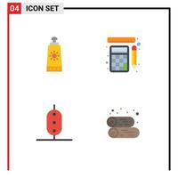 Flat Icon Pack of 4 Universal Symbols of beach peas measurement calculation cabin Editable Vector Design Elements