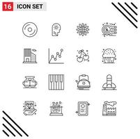 User Interface Pack of 16 Basic Outlines of currency world setting work development Editable Vector Design Elements