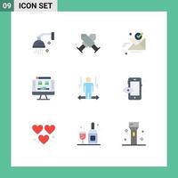 Pack of 9 Modern Flat Colors Signs and Symbols for Web Print Media such as screen computer wreath gallery ok Editable Vector Design Elements