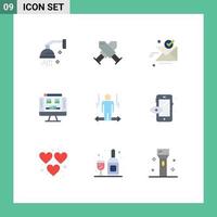 Pack of 9 Modern Flat Colors Signs and Symbols for Web Print Media such as screen computer wreath gallery ok Editable Vector Design Elements