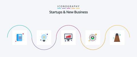 Startups And New Business Flat 5 Icon Pack Including . strategy. business. path. target vector