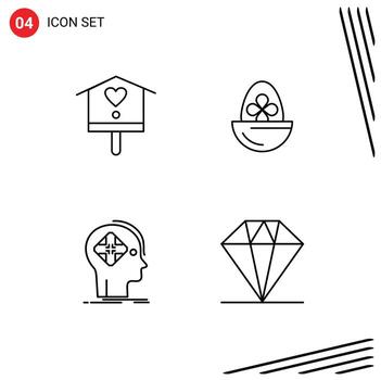 editable vector línea paquete de 4 4 sencillo línea de relleno plano colores de pájaro avanzado primavera Pascua de Resurrección futuro editable vector diseño elementos