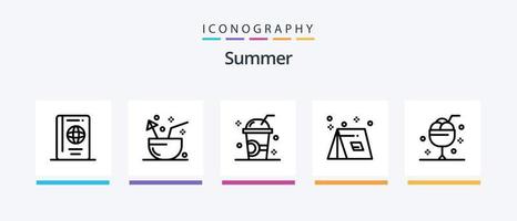 Summer Line 5 Icon Pack Including summer. dessert. sun. summer. outdoor. Creative Icons Design vector