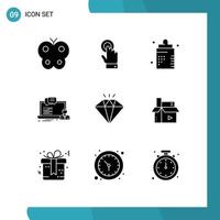 Modern Set of 9 Solid Glyphs and symbols such as chat online baby course form Editable Vector Design Elements