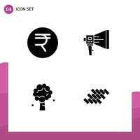 4 Thematic Vector Solid Glyphs and Editable Symbols of rupee tool announce marketing apple Editable Vector Design Elements