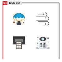 4 Flat Icon concept for Websites Mobile and Apps adventure learning observation wind supervised learning Editable Vector Design Elements